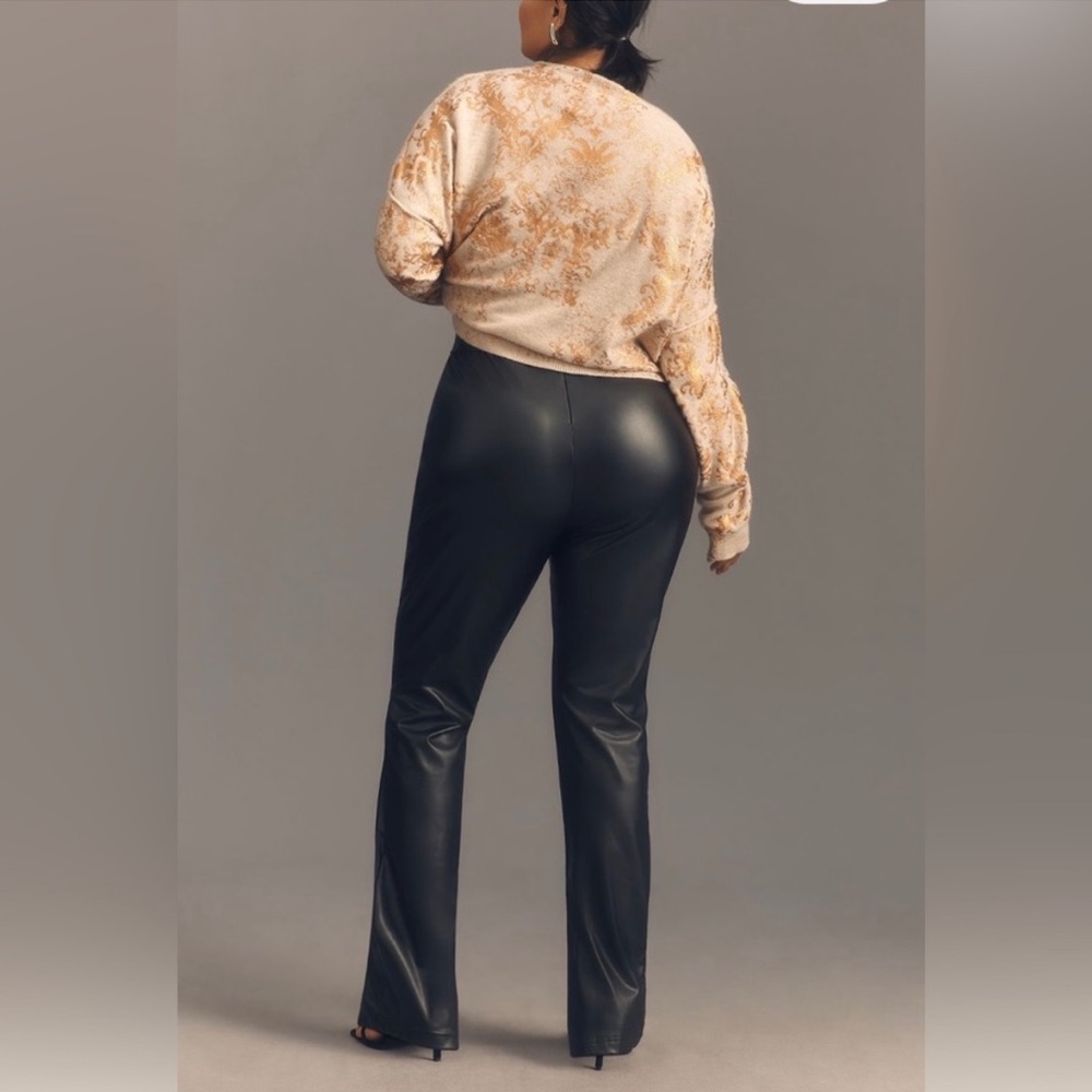 NWT Anthro x Avec Les Filles High Waist Faux Leather Slit Leggings Size Large - Picture 3 of 3